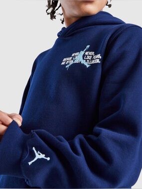 Jordan Jumpman Stamp Pullover Kids Hoodie, Size L. Blue